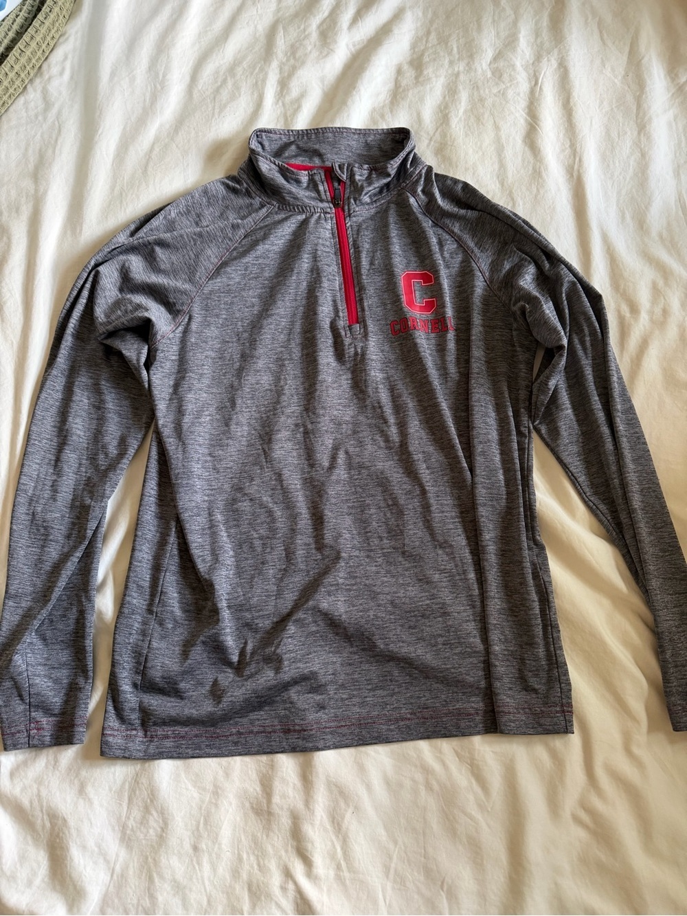 Cornell Heather Gray Quarter Zip Top